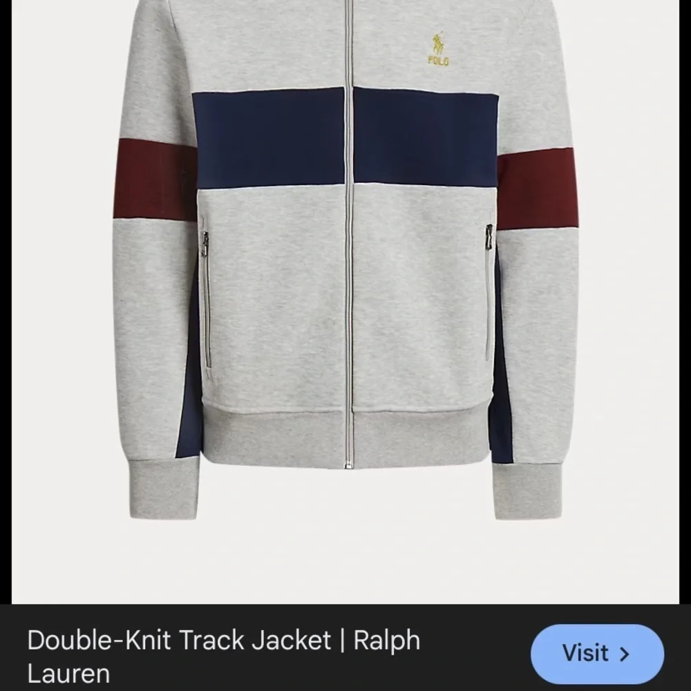 Ralph Lauren Grey Track Jacket with Navy Panel & Burgundy Stripes X-Large